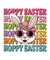 Happy Easter" mit buntem Hintergrund...