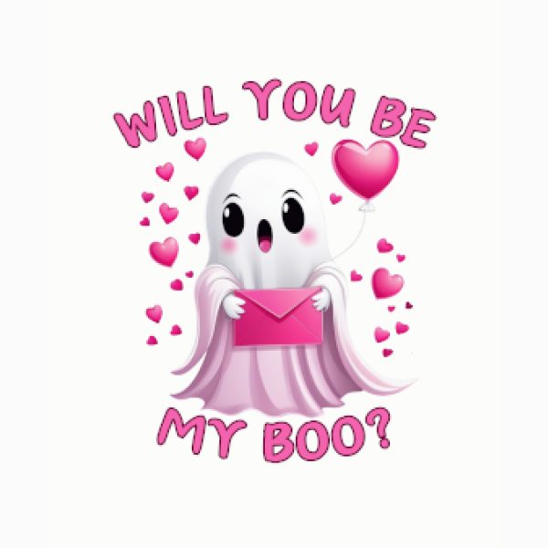 Will You Be My Boo  für Valentin, druckfertig zum aufpressen oder aufbügeln, wir drucken sie pressen