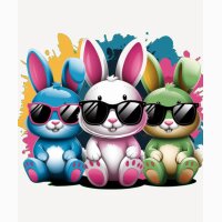 Coole Häschen mit Sonnenbrille. Wir drucken sie pressen