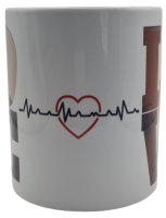 Tasse mit LOVE und zwei personalisierte Bilder