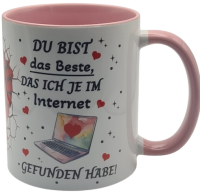 Tasse "Du bist das Beste, das ich je im Internet gefunden habe" – Das perfekte Geschenk für Online-Liebe & Fernbeziehung (330ml, Weiß/Rosa)