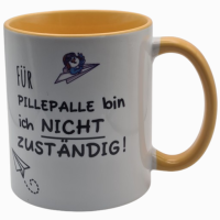 Tasse "Für Pillepalle bin ich nicht zuständig" – Lustige Bürotasse mit Spruch (330 ml, Gelb/Weiß)