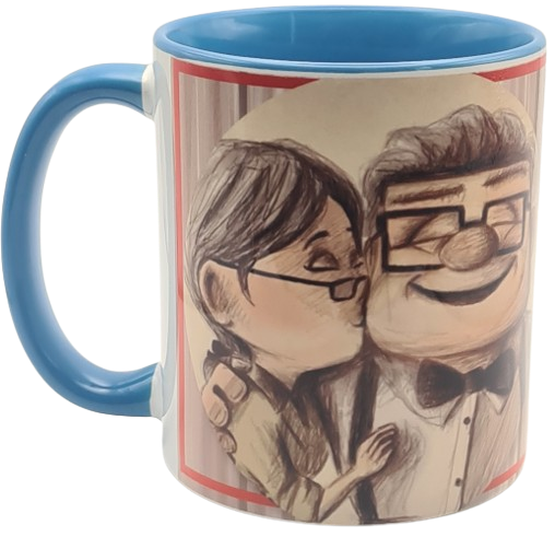Tasse "Carl & Ellie" – Love Forever | Romantische Keramiktasse mit blauem Henkel | 330 ml Orca Coatings