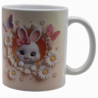 Zauberhafte Kaffee- & Teetasse „Süßes Häschen im Frühling“ mit 3D-Optik